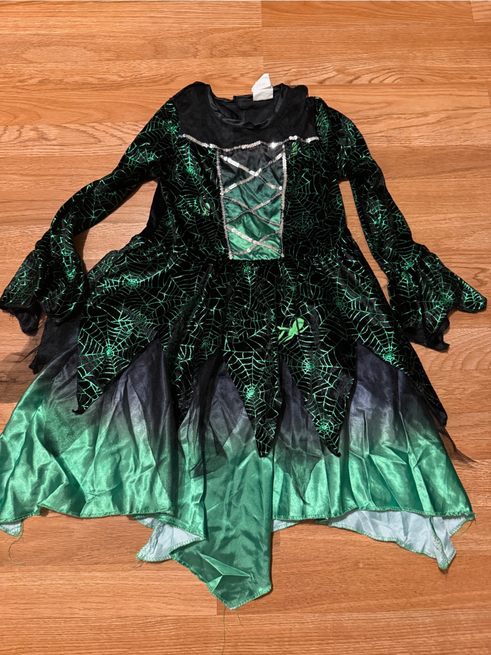 Kids green spiderweb witch Halloween costume dress
